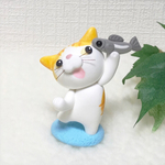 トラ猫・お魚大好き② 粘土細工の置物［インテリア］ 