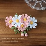 new秋桜コスモスのバレッタ（中）　白ピンク