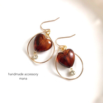 ♡ハートのべっ甲と螺旋フープのピアス❁イヤリング♡