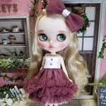 再販☆ブライス☆アウトフィット☆フリルワンピ☆ワイン