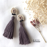 バイカラー×tassel˚₊のビーズ刺繍ピアス（くすみパープル）