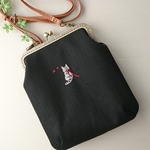 猫の刺繍 がま口ポシェット     