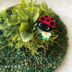 【再販×16】ミニてんとうむしのくるみボタンヘアクリップ(赤)