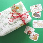 猫クリスマスマスフレークシール 白と緑