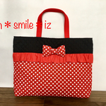 入園入学＊女の子 レッスンバッグ ＊ドット フリル(レッド)