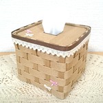 【5月セール】ハーフティッシュホルダー(クラフト×茶×プチリボン)