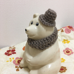 しろくま貯金箱  ハット&スヌードセット グレージュ