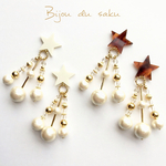 トリプルパールスターピアス/イヤリング