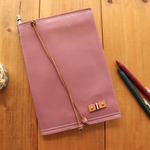 H1842　帆布のA5フリーノートカバー　ピンクパープル