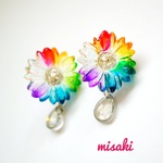 虹色の花 ピアス