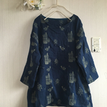  北欧調ダブルでガーゼ刺繍のドロップショルダープルオーバー