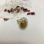 パールと薔薇のオーバルリング