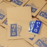 消しゴムはんこでポチ袋（ニャンコわいろ）