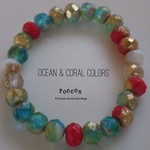 7*5mm ocean&coral mix *gold ミニボタンカット チェコビーズ 10個