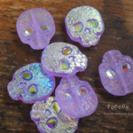 ハーフAB violet lavender skull チェコビーズ 2個