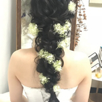 白とグリーンのかすみ草花ピン☆
