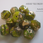 10mm avocado*gold  イングリッシュカット チェコビーズ 10個