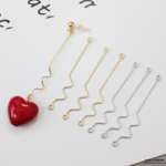 《gold》10pcs ギザギザロングワイヤーチャーム【Ch-377go】