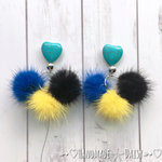 Turquoise♡Tri-color ファーピアス