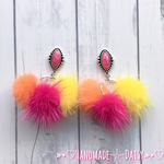 Pink Turquoise♡Tri-color ファーピアス