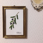 新作♡標本風オリーブ刺繍のフレーム