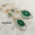 Une goutte verte　－緑の雫ー　ピアス（イヤリング）　グリーンオニキス