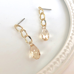 Swarovski クリスタルゴールドシャドー雫のチェーンピアス