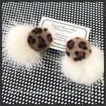レオパード柄 カボション ミンクファーピアス♡ファーイヤリング