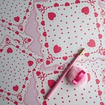【NEW】コート紙90☆大判リボン hanky × heart ラッピングペーパー