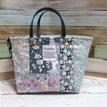 【sale】リバティパッチ＊トート型小物入れ⑭＊Ｌ＊モノトーン