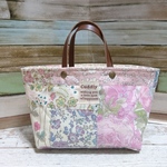 【sale】リバティパッチ＊トート型小物入れ⑱＊Ｌ＊ピンクベージュ