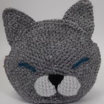 丸顔ねこのポーチ~グレー