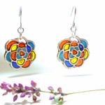 ステンドグラスみたいなピアス ～Rose Window～