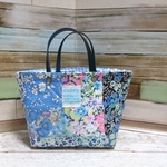 【sale】リバティパッチ＊トート型小物入れ⑳+③＊M＊青