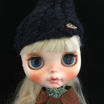 ＊Mitten＊ outfit  ケーブル編みニット帽・カメボタン・ネイビー