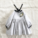  白い花柄のグレーワンピース(80cm)