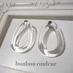 クリアオーバルピアス＆イヤリング