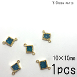 409.斜めカンスクエアドゥルージー10mm（ゴールド2カン）アクア