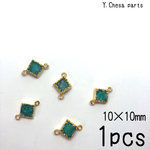 411.斜めカンスクエアドゥルージー10mm（ゴールド2カン）グリーン