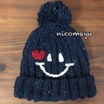 【再販】ネイビー＊ニコちゃんニット帽