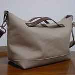 Casさまオーダー品　8号帆布2WAYショルダーバッグ（ベージュ×チョコ色革）
