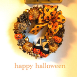 Halloween◇ハロウィンリース◇キラキラハットジャックオランタンオレンジ L