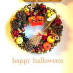  Halloween◇ハロウィンリース◇双子ジャックオランタン秋の木の実Ｌ