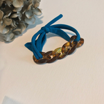 elastic ribbon bracelet chain  /blue tortoise