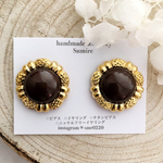 ブラウンパールボタンピアス/イヤリング