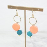 Orange Wood×Blue Wood×Ring カラフル 揺れる イヤリング・ピアス