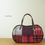 そらまめバッグ(wool patch - red check- )