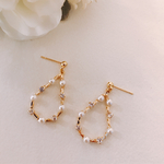 パールとガラスカットの大人可愛い雫ピアス/イヤリング♡