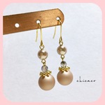 ヌーディーピンクのパールピアス／イヤリング