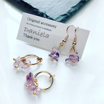宝石質アメジストのフックピアス✳︎イヤリング可
